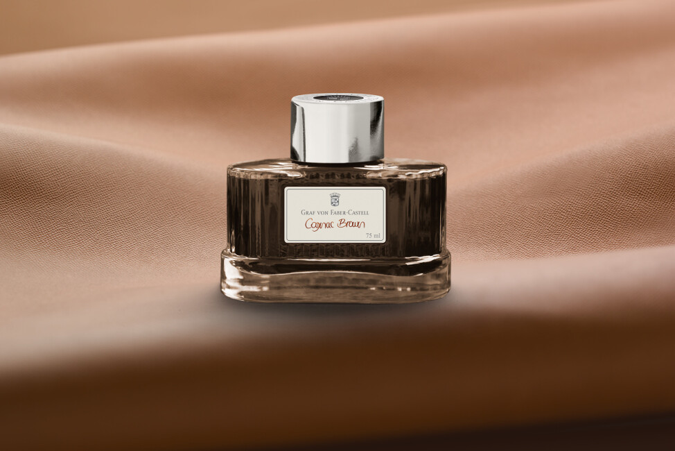 Graf von FaberCastell Tinte im Glas cognac braun Schreibkultur