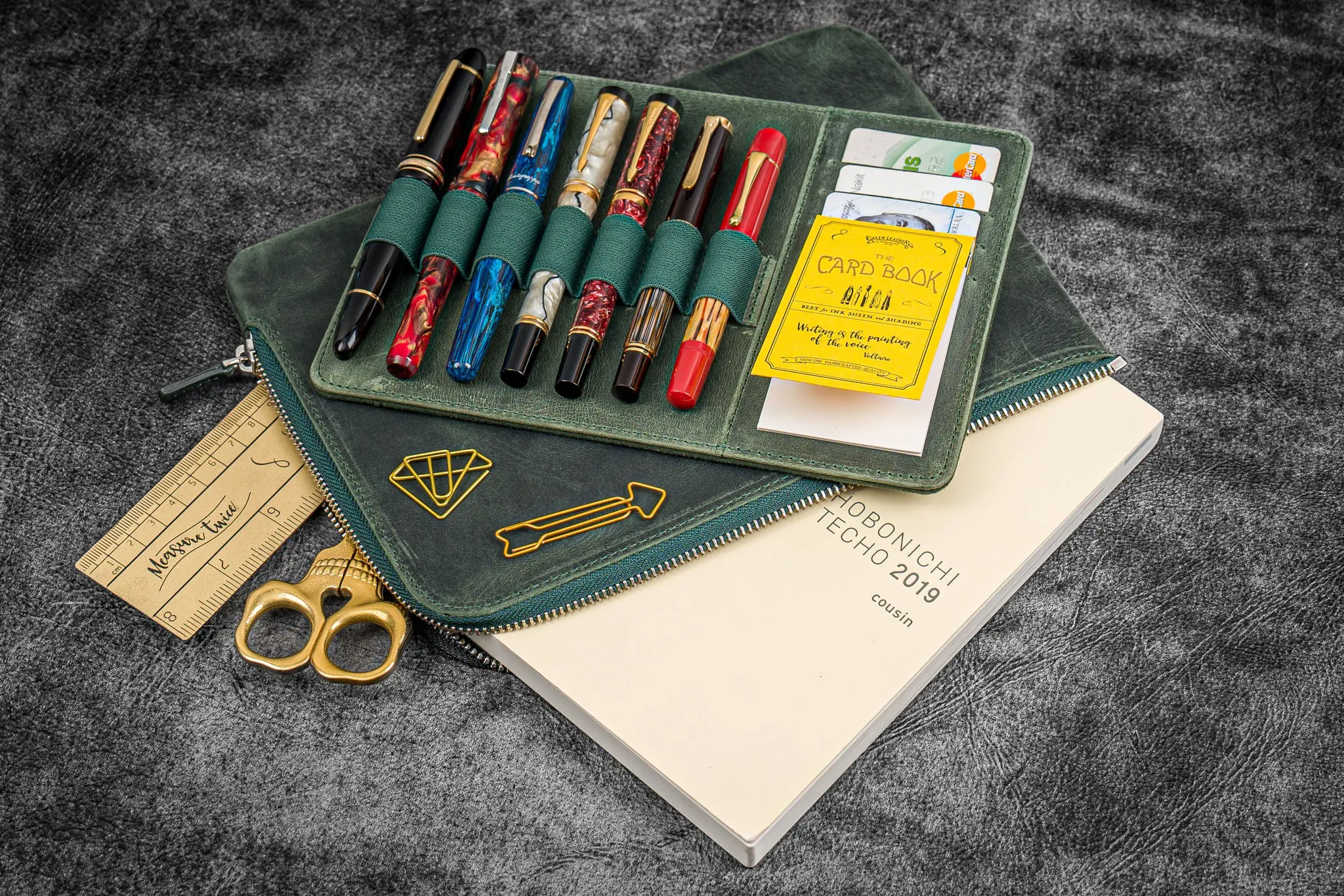 Galen Leather RV-Mäppchen A5+ grün rustikal – Bild 6