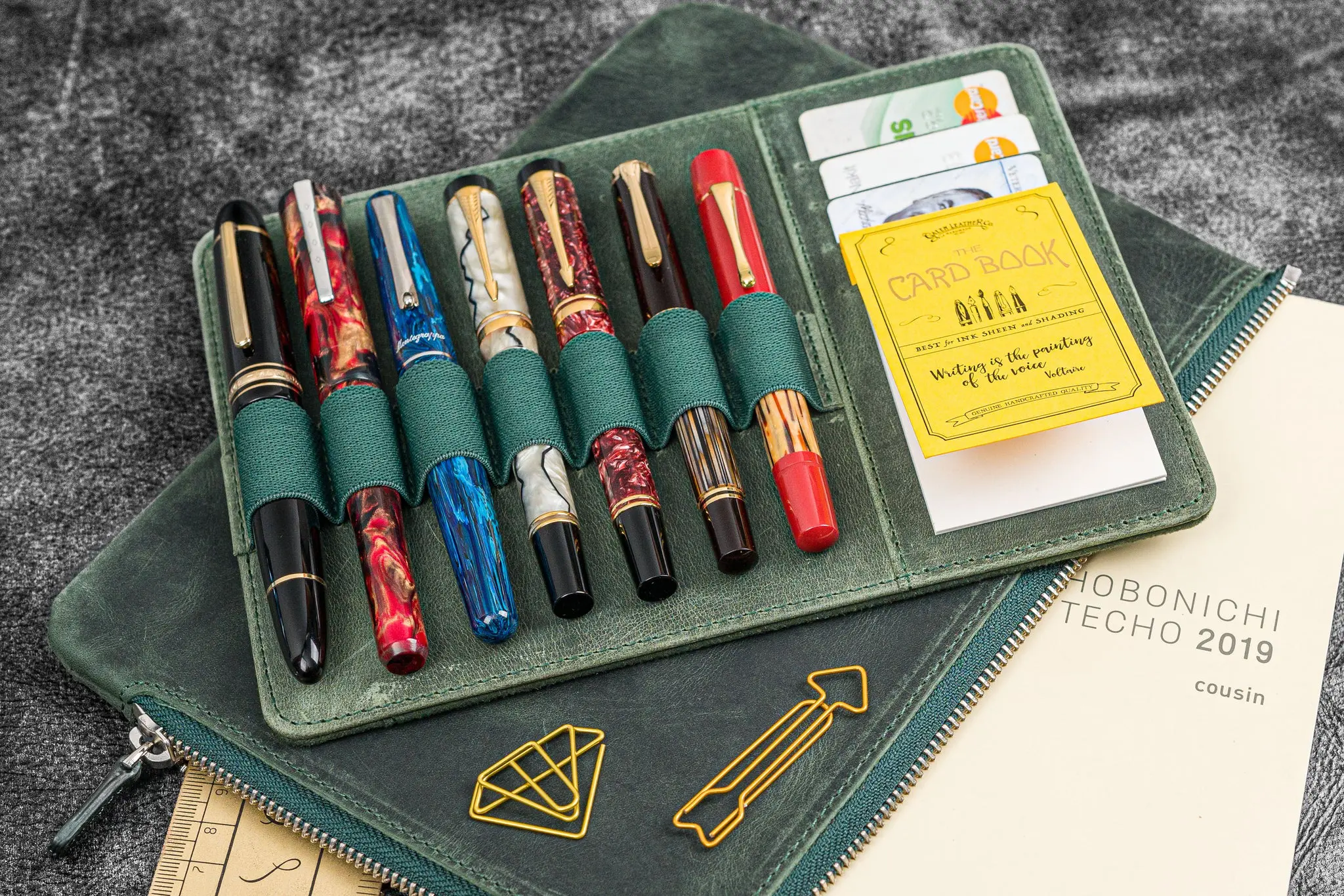 Galen Leather RV-Mäppchen A5+ grün rustikal – Bild 4