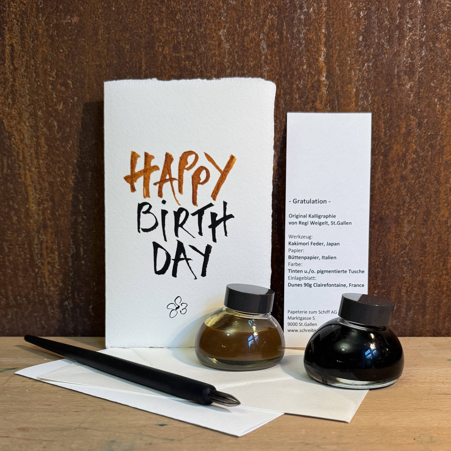 Artecarta ORIGINAL Kalligraphie auf Büttenpapier "Happy Birthday" – Bild 2