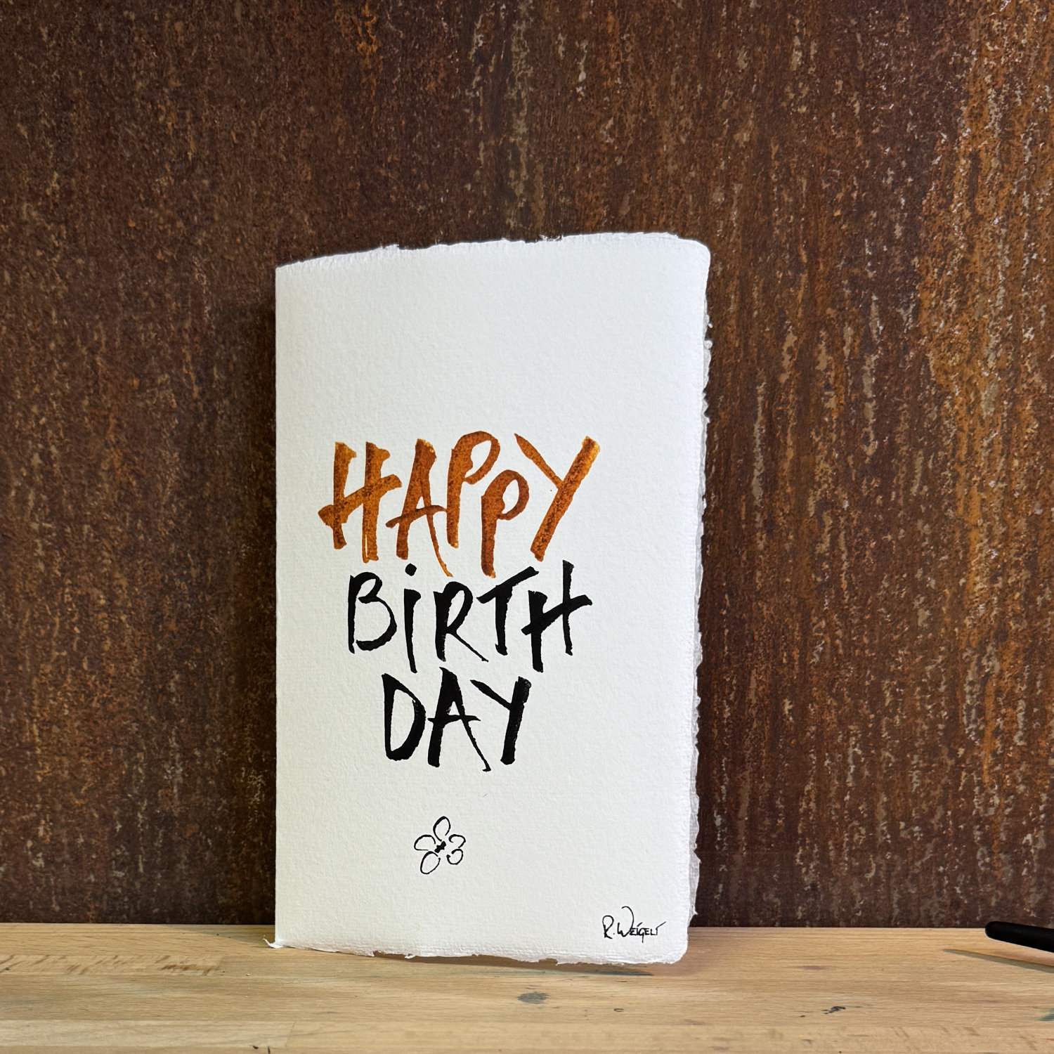 Artecarta ORIGINAL Kalligraphie auf Büttenpapier "Happy Birthday"