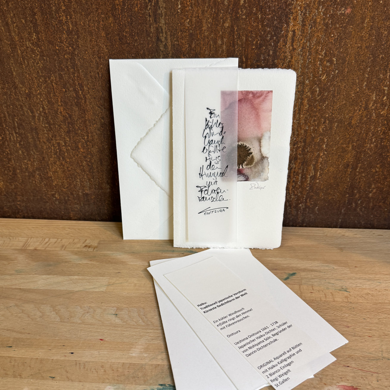 Artecarta Aquarell auf Bütten mit Haiku
