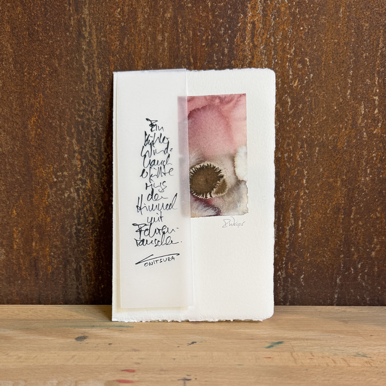 Artecarta Aquarell auf Bütten mit Haiku