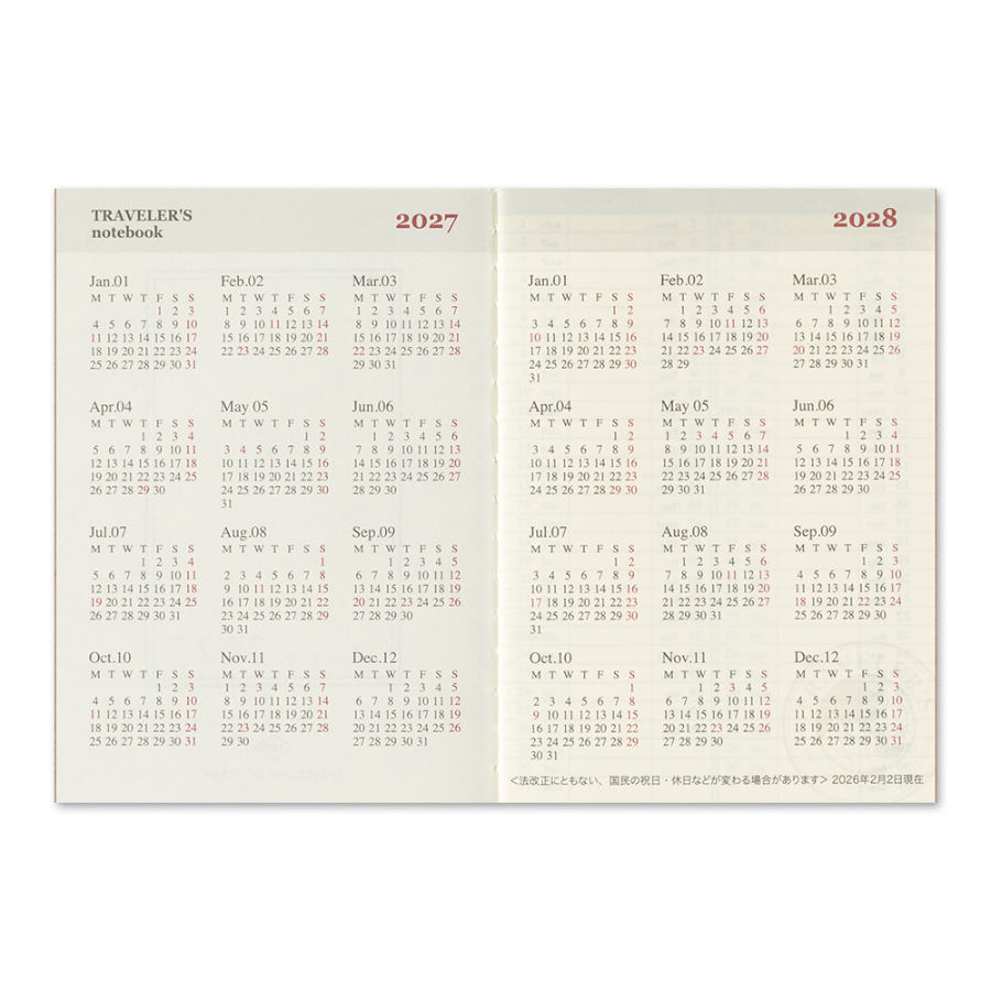 Traveler's Notebook Diary 2027